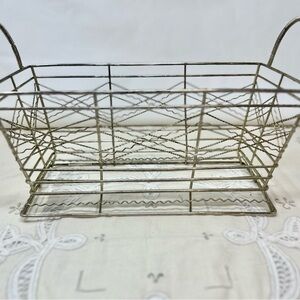 •French Country Style•  Mid-Century Gunmetal Wire-Sculpted Basket